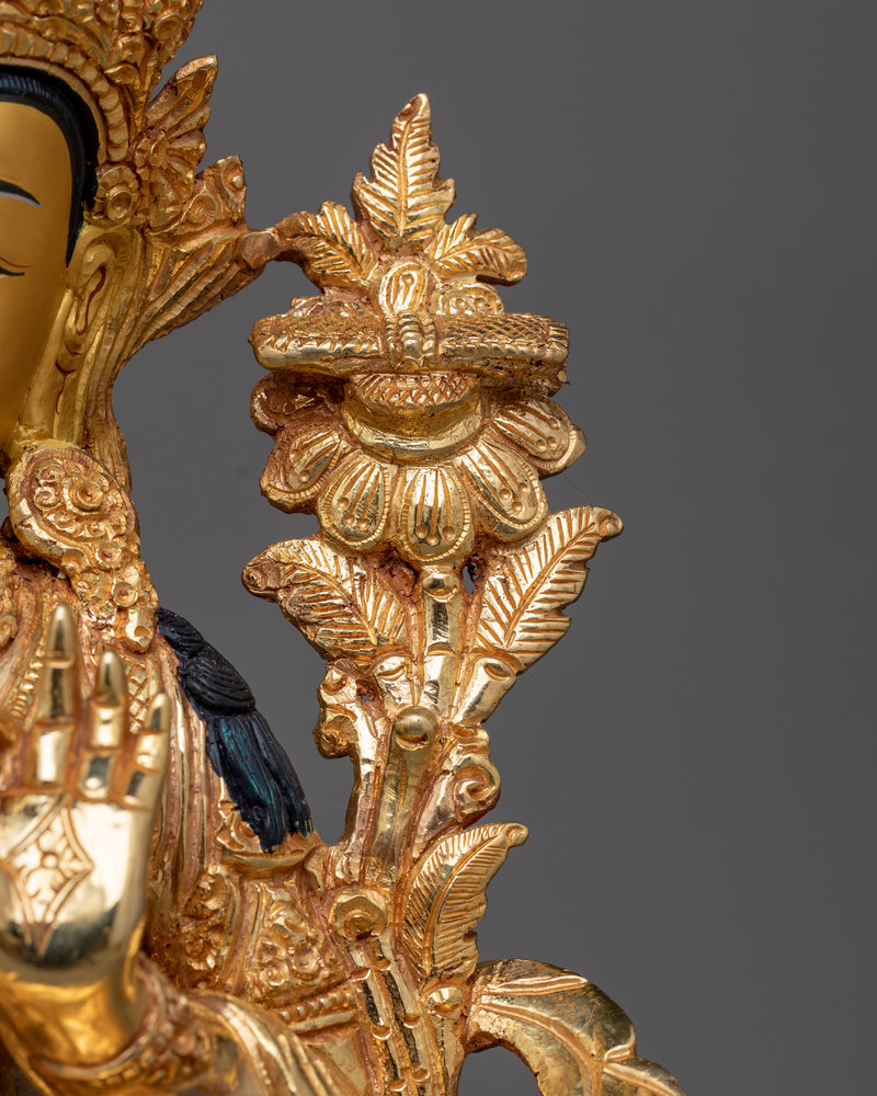 Handmade Manjushri Statue for Your Shrine | 24K Gold Gilded fully Enlightened Buddha