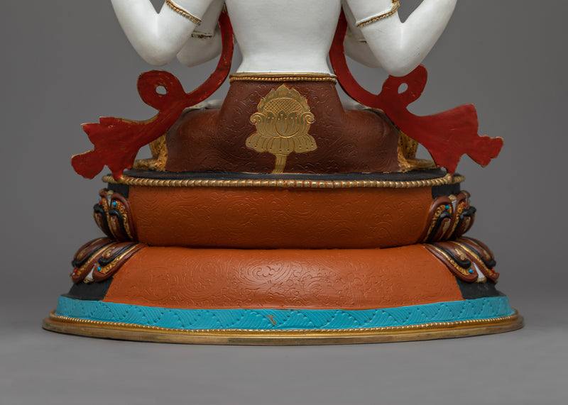 Chenrezig White-Painted Statue | Embodiment of Compassion