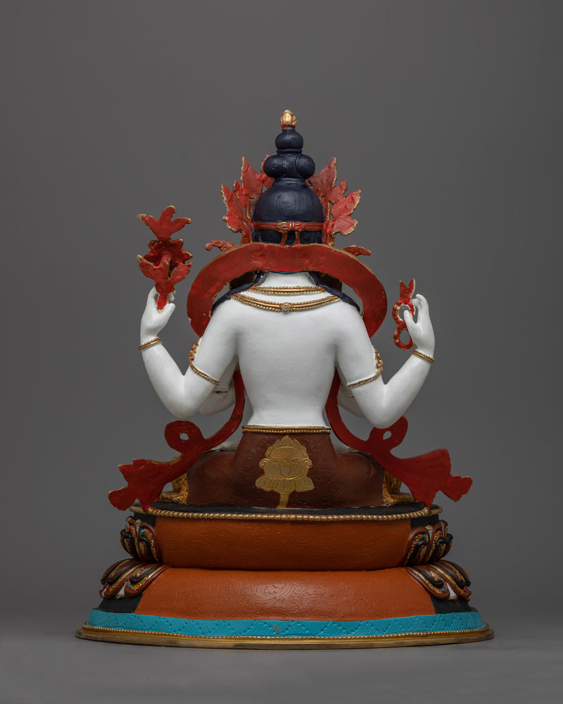 Chenrezig White-Painted Statue | Embodiment of Compassion