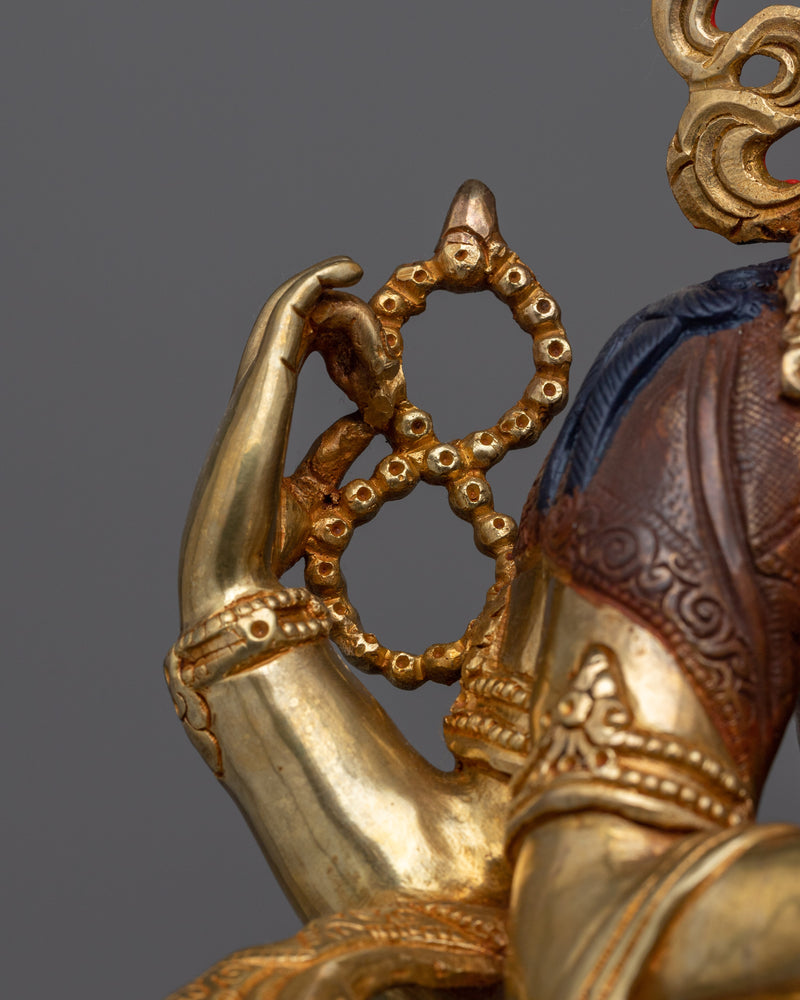 Gold Gilded Chenresig Figure | Icon of Compassion and Serenity