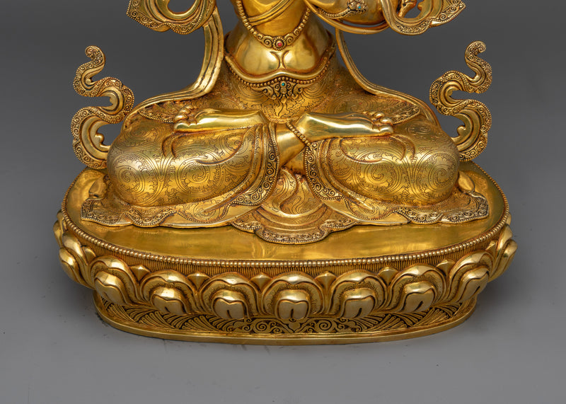 Manjushri Gold-Gilded Wisdom Deity Statue | Handmade Symbol of Wisdom