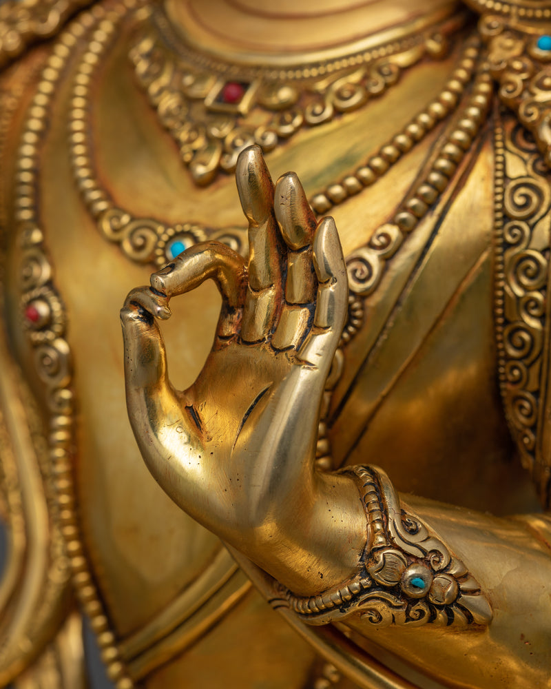 Manjushri Gold-Gilded Wisdom Deity Statue | Handmade Symbol of Wisdom