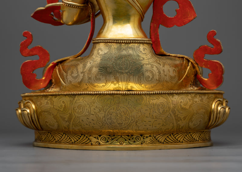 Manjushri Gold-Gilded Wisdom Deity Statue | Handmade Symbol of Wisdom