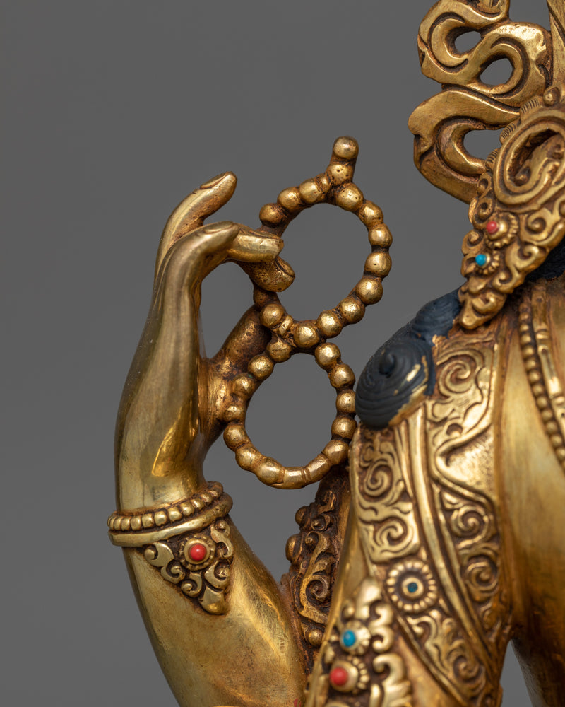 Elegant Chenrezig Gold Gilded Copper Statue | Handcrafted Symbol of Compassion