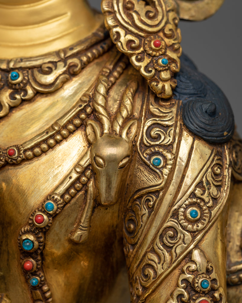 Elegant Chenrezig Gold Gilded Copper Statue | Handcrafted Symbol of Compassion