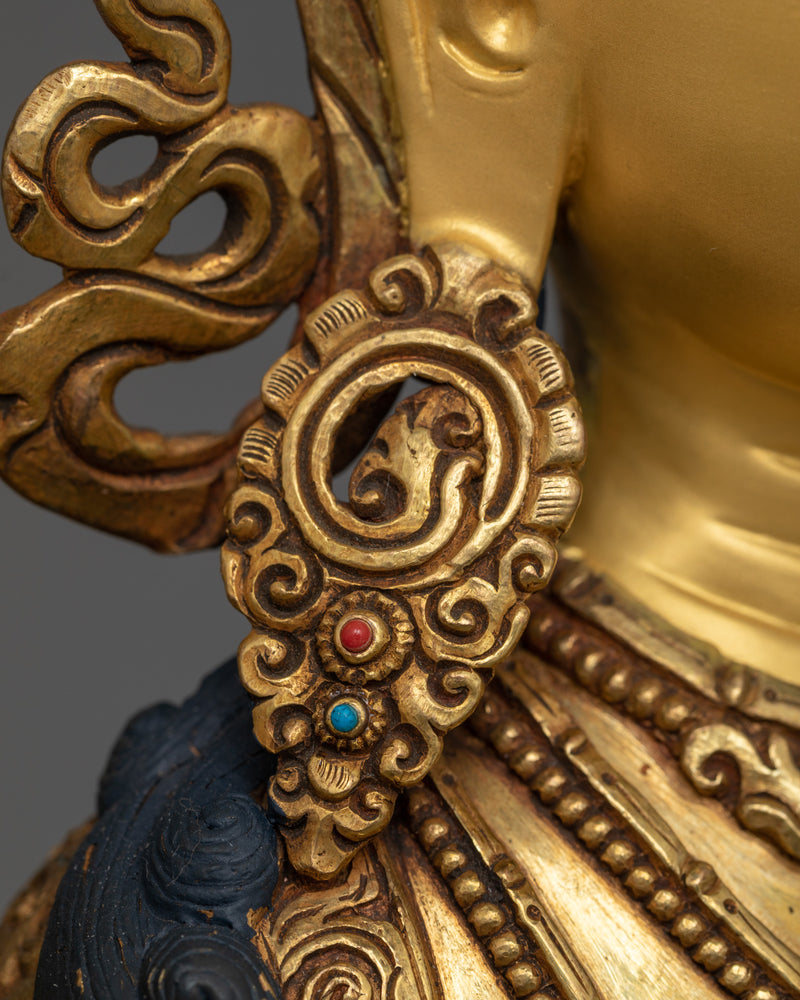 Elegant Chenrezig Gold Gilded Copper Statue | Handcrafted Symbol of Compassion