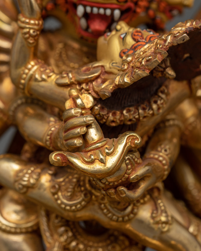 Powerful Yamantaka Gold Gilded Statue | Handcrafted Symbol of Protection