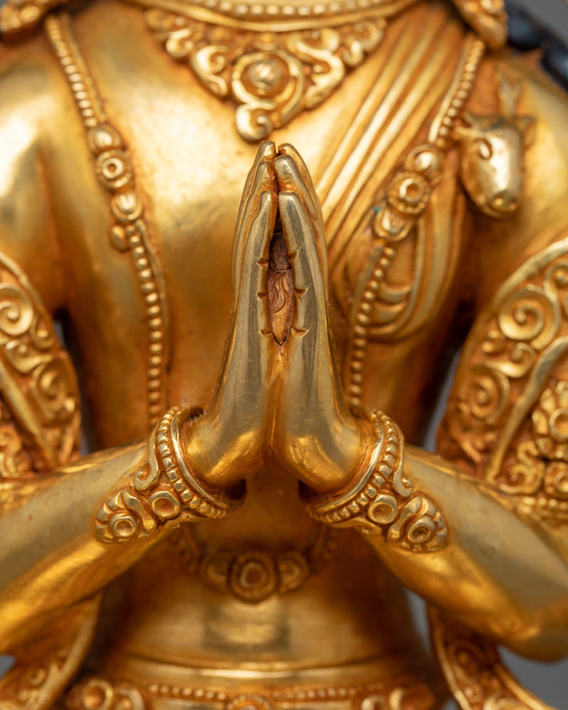 Chenrezig 28cm Gold Gilded Statue | Handcrafted Symbol of Compassion