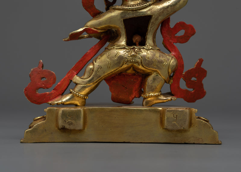 Dynamic Gold Gilded Vajrapani Figure | Handcrafted Symbol of Spiritual Power