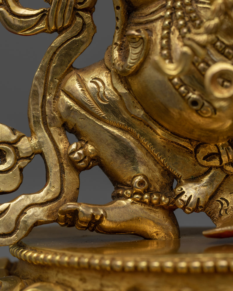 Dynamic Gold Gilded Vajrapani Figure | Handcrafted Symbol of Spiritual Power