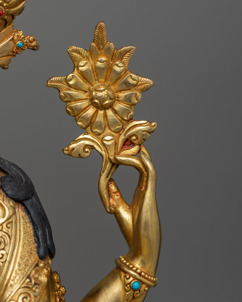 Gold-Gilded Compassionate Chenrezig Statue | A Vision of Divine Mercy