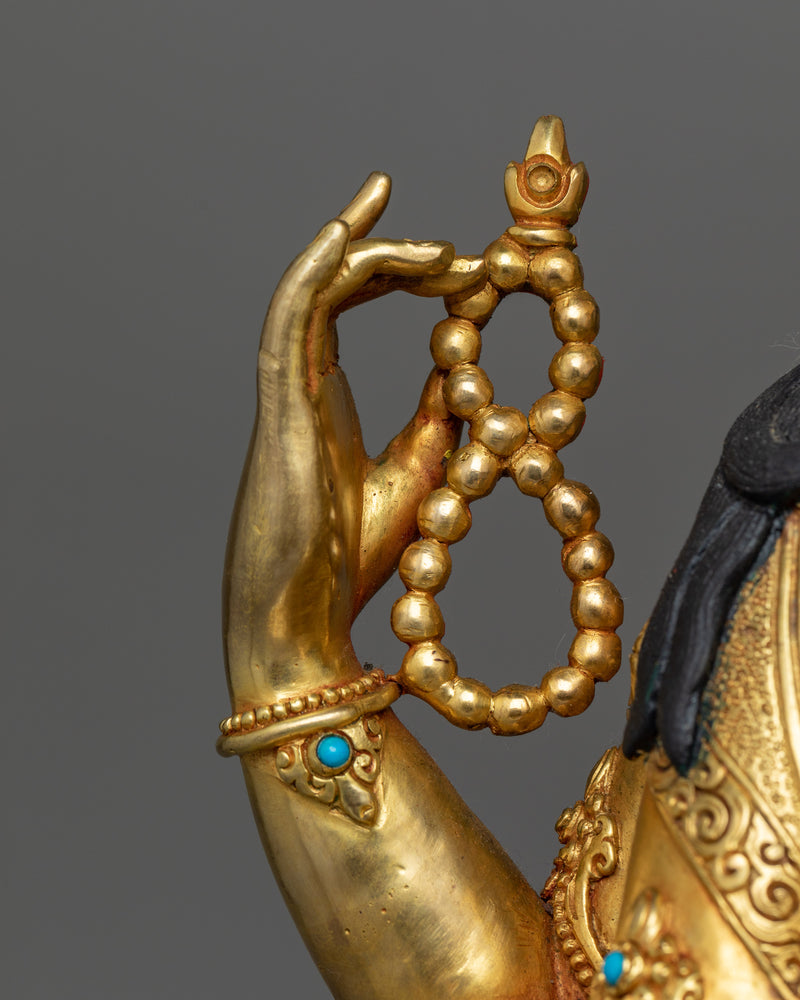 Gold-Gilded Compassionate Chenrezig Statue | A Vision of Divine Mercy