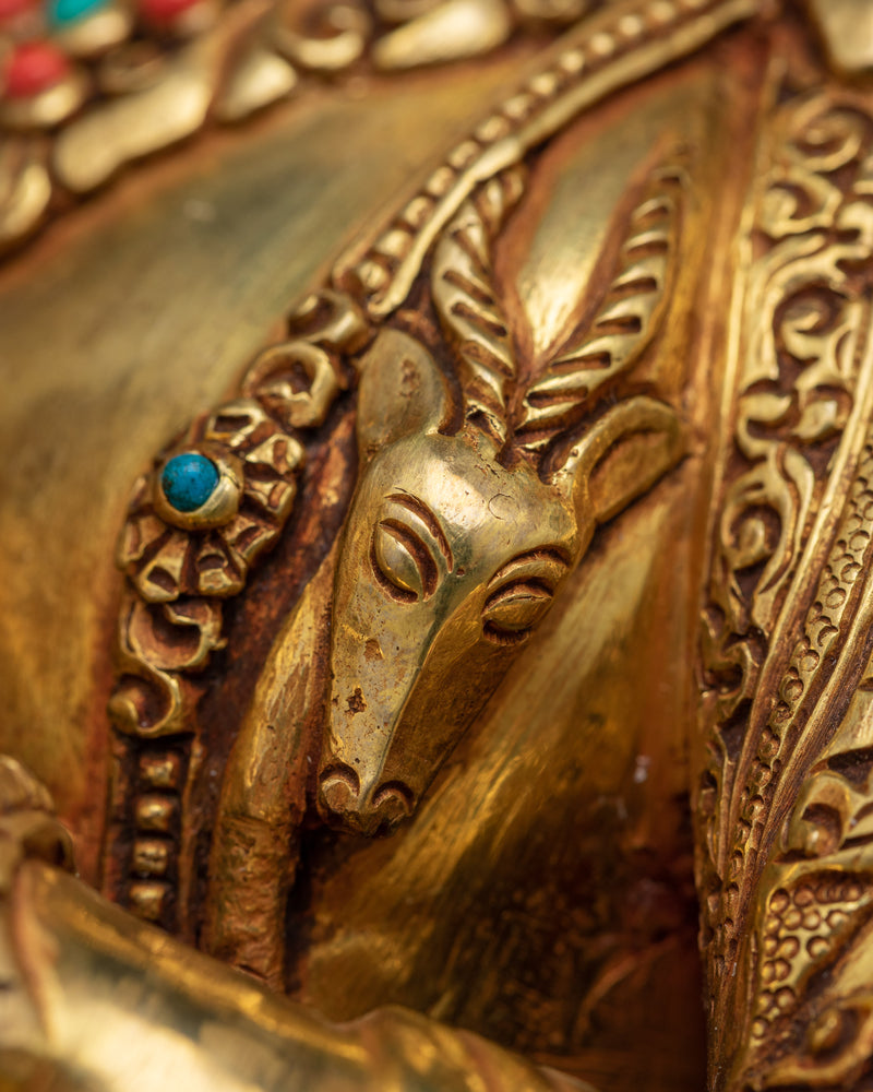 24K Gold Gilded Chenrezig Statue | Embodiment of Compassion and Serenity