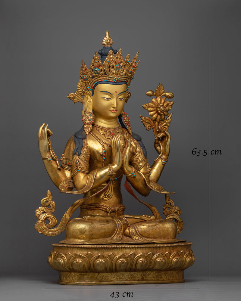 Serene Chenrezig Handcrafted Statue | Compassion in Every Detail