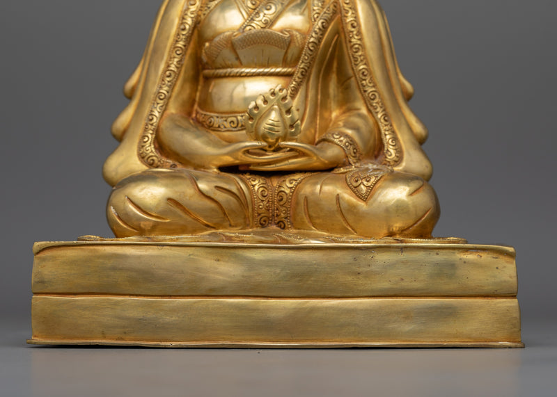 Gampopa, a Kagyu Master Gold Gilded Statue | Beautiful Handcrafted Art