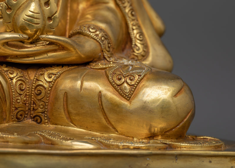 Gampopa, a Kagyu Master Gold Gilded Statue | Beautiful Handcrafted Art