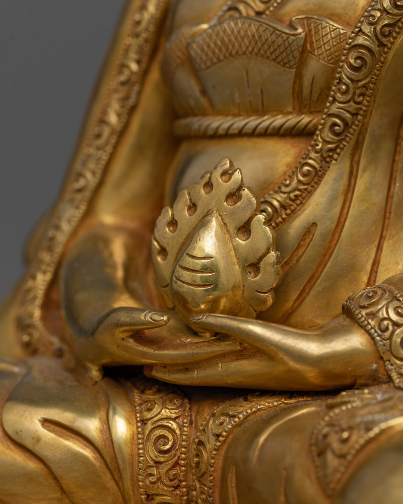 Gampopa, a Kagyu Master Gold Gilded Statue | Beautiful Handcrafted Art