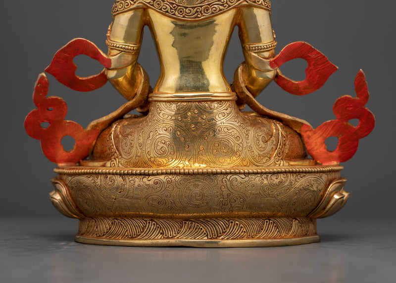 Amitayus Handmade Gold Gilded Statue | Buddha of Infinite Life