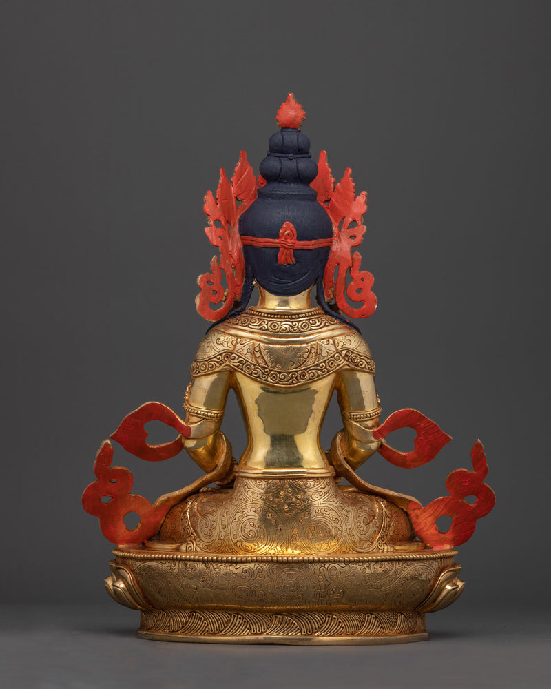 Amitayus Handmade Gold Gilded Statue | Buddha of Infinite Life