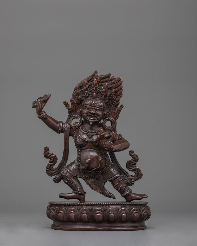 Vajrapani Hand-Carved Oxidized Statue | Embodiment of Power and Protection