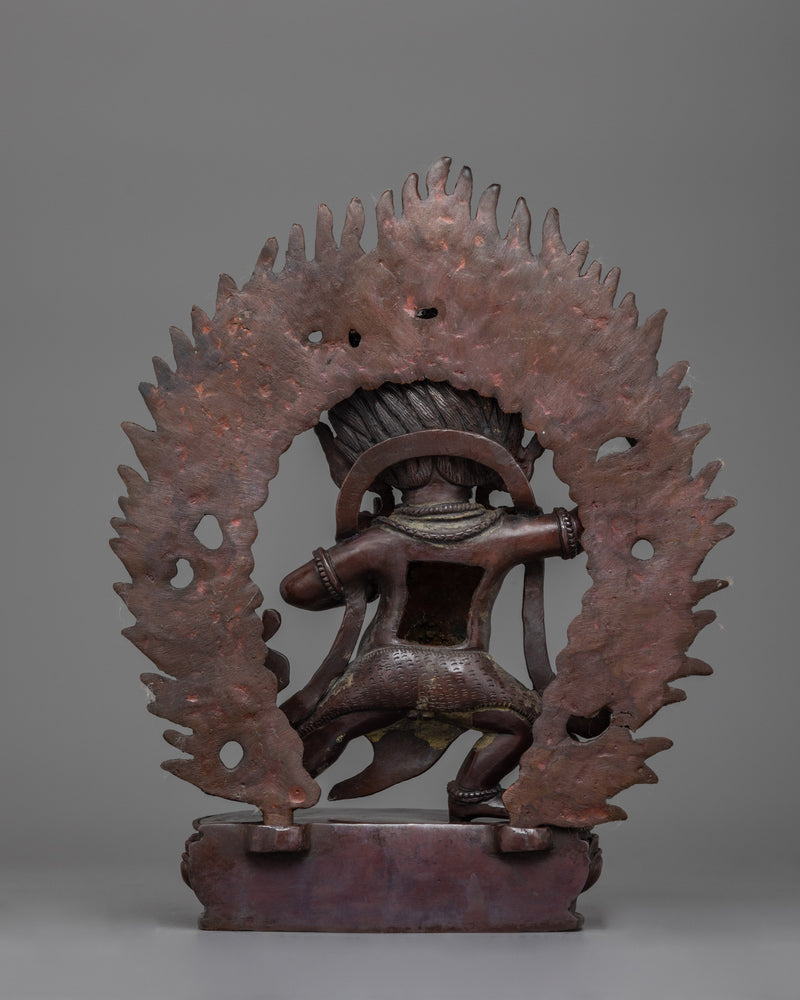 Vajrapani Hand-Carved Oxidized Statue | Embodiment of Power and Protection