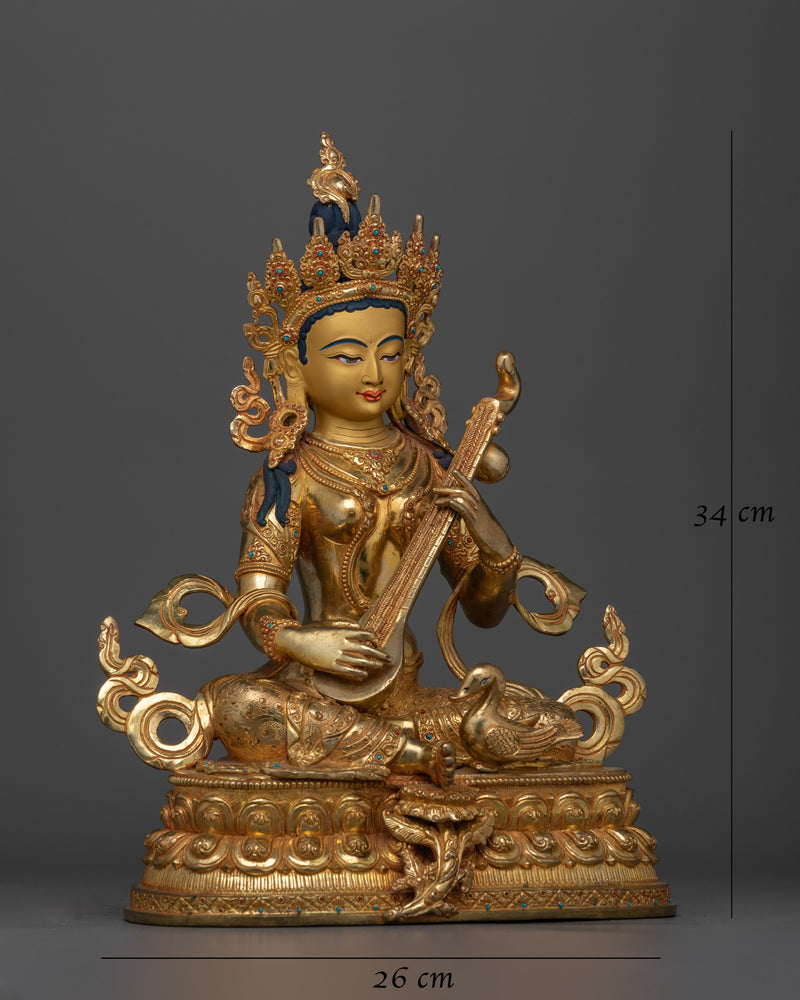 Saraswati a Female Hindu Deity Statue | Embodiment of Knowledge and Arts