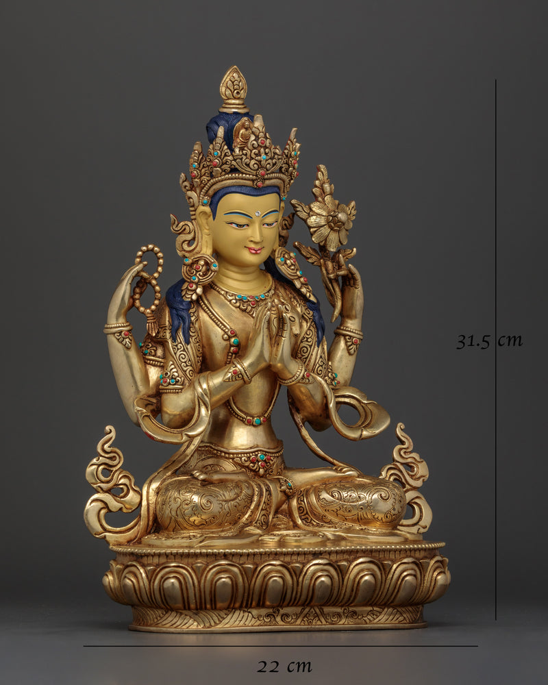 chenrezig beautiful copper statue