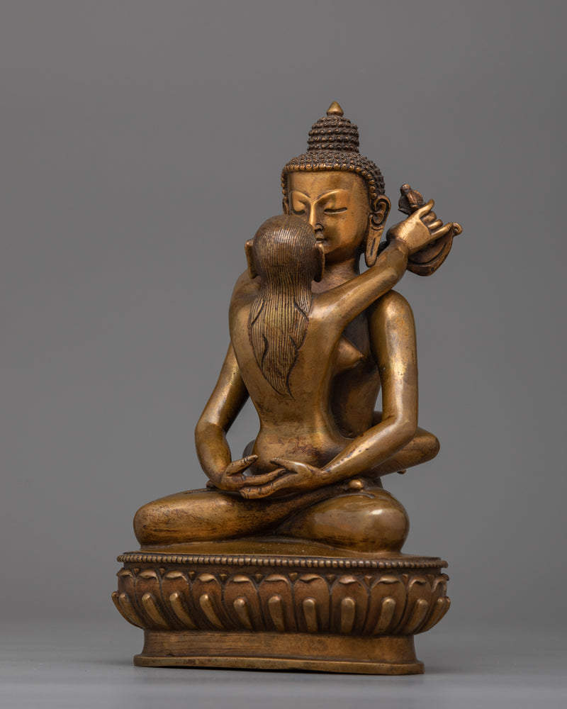 Samantabhadra and Consort Together Statue - A Sacred Union in Antique Finish