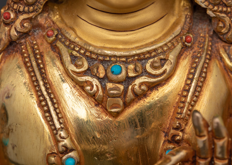 The Bodhisattva of Wisdom | Manjushri Gold Gilded Statue