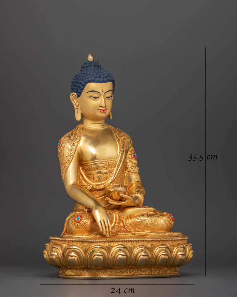 Shakyamuni Buddha Copper Sculpture | Gold-Gilded Art for Your Buddhist Shrine