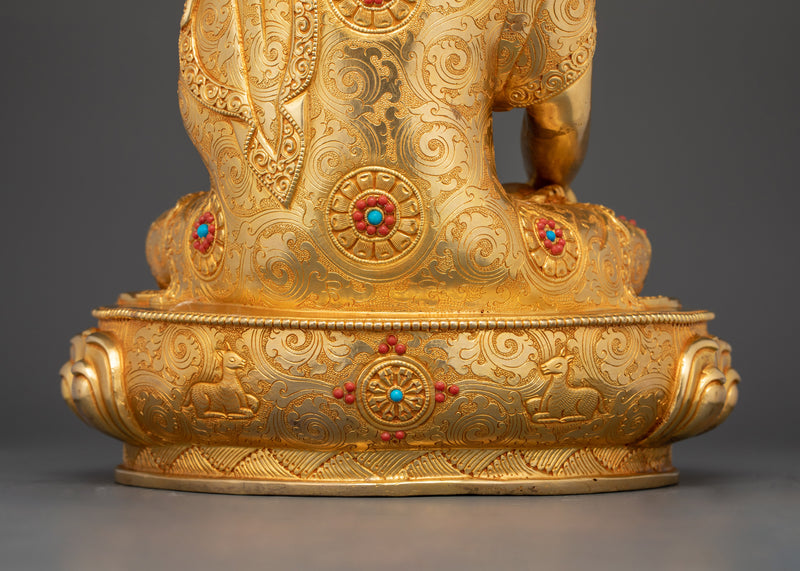 Shakyamuni Buddha Copper Sculpture | Gold-Gilded Art for Your Buddhist Shrine