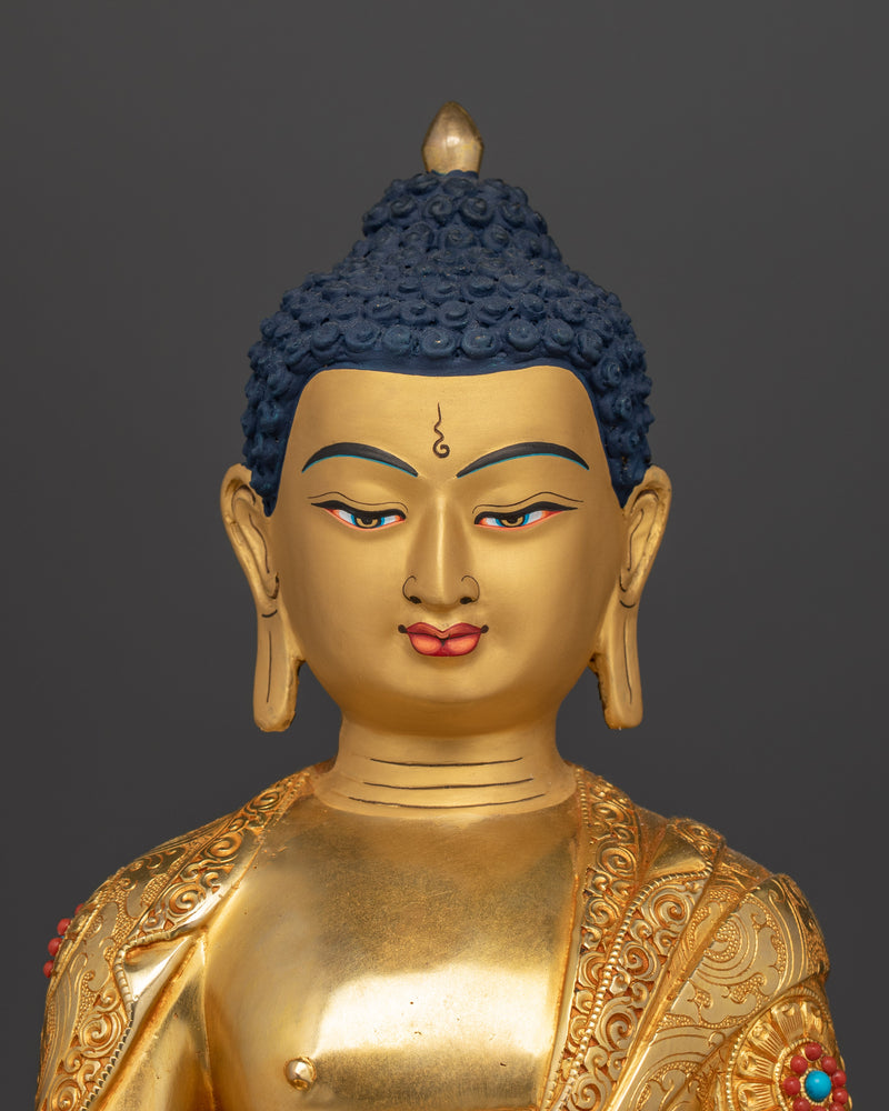 Shakyamuni Buddha Copper Sculpture | Gold-Gilded Art for Your Buddhist Shrine