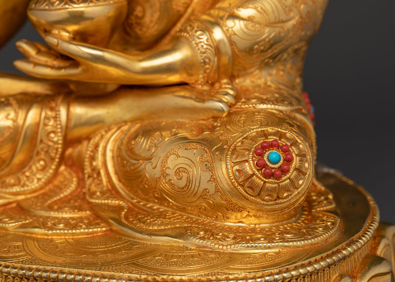 Shakyamuni Buddha Copper Sculpture | Gold-Gilded Art for Your Buddhist Shrine