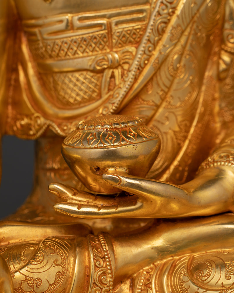 Shakyamuni Buddha Copper Sculpture | Gold-Gilded Art for Your Buddhist Shrine