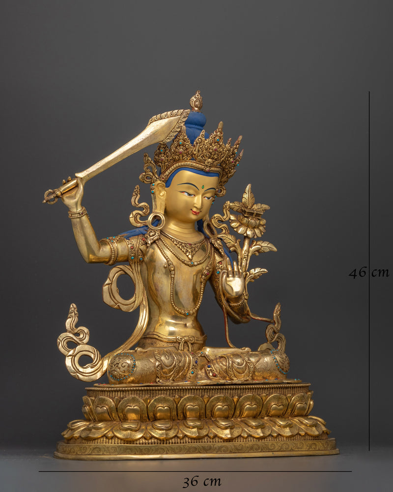 Majestic Manjushri Copper Statue | The Embodiment of Wisdom for Your Sacred Space