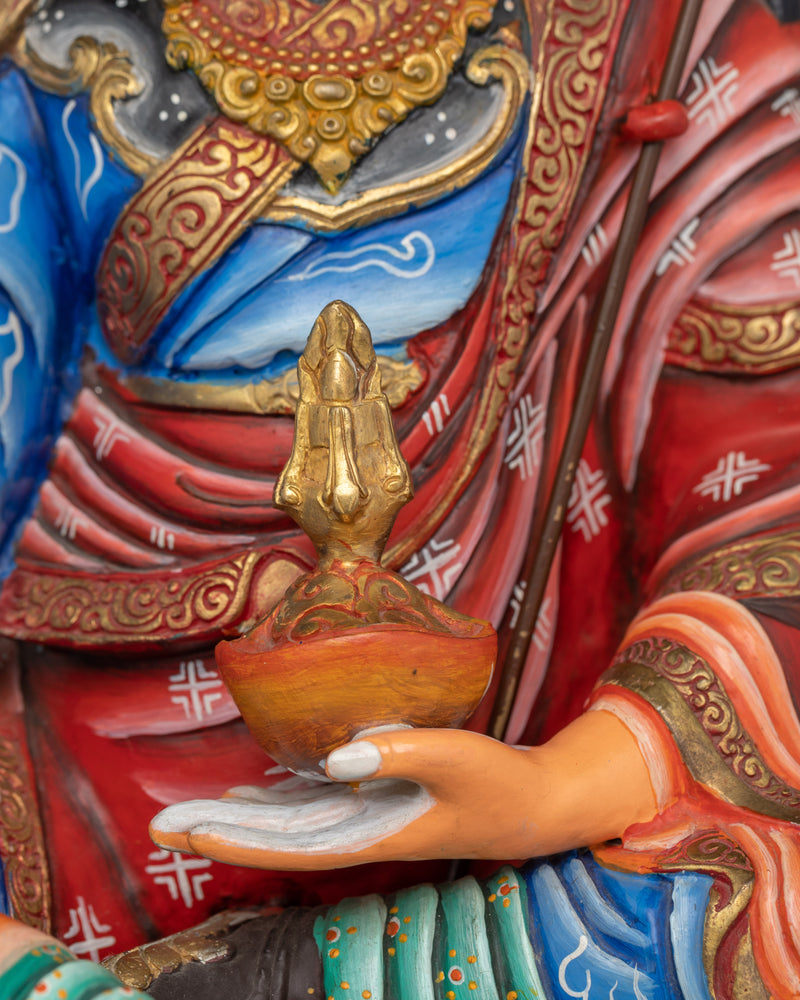 Handmade Guru Rinpoche Colored Statue | Guide to Spiritual Awakening