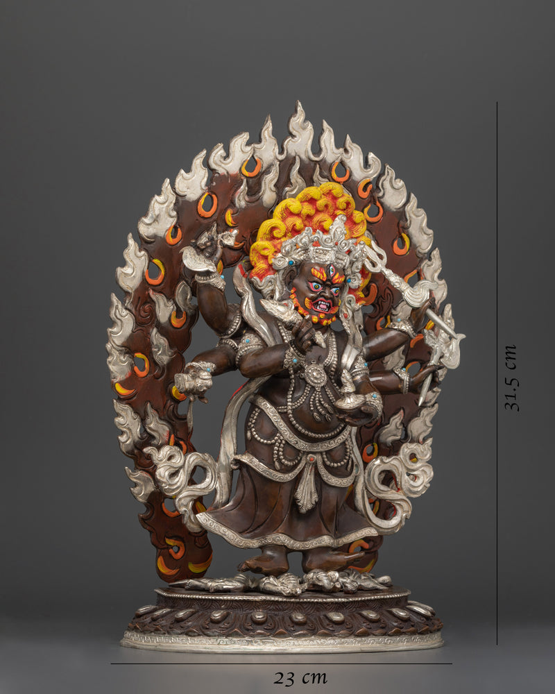 White Mahakala Silver Plated Oxidized Copper Statue | Protector of Purity