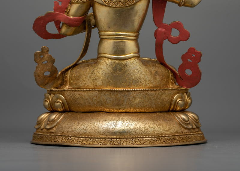 Sacred Manjushri Deity | 24K Gold Gilded Copper Statue