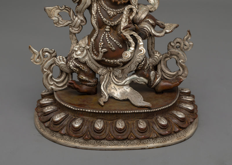 Sacred Vajrapani Buddha Statue | Silver-Plated Oxidized Copper