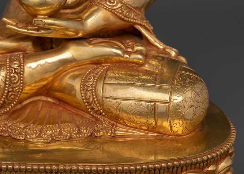 Sacred Three Buddha Set | Handcrafted 24K Gold Gilded Copper Sculptures