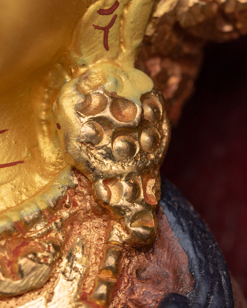 Chenrezig with Throne | Handcrafted 24K Gold Gilded Copper and Wood Statue