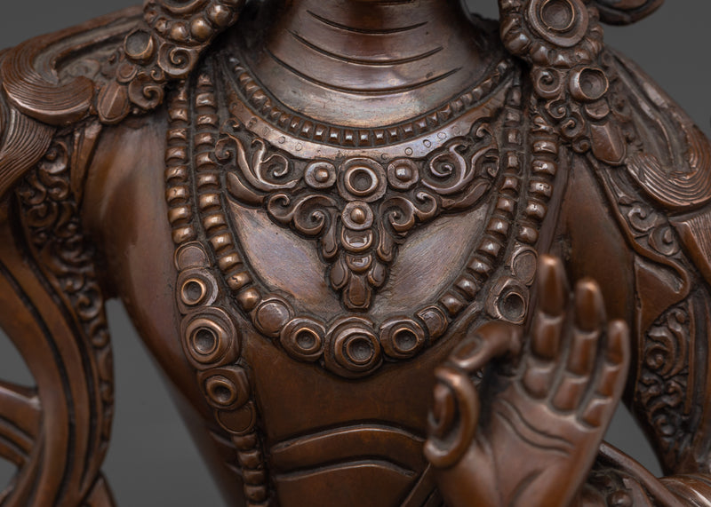 Sacred Manjushri Figurine | Oxidized Copper Buddhist Statue