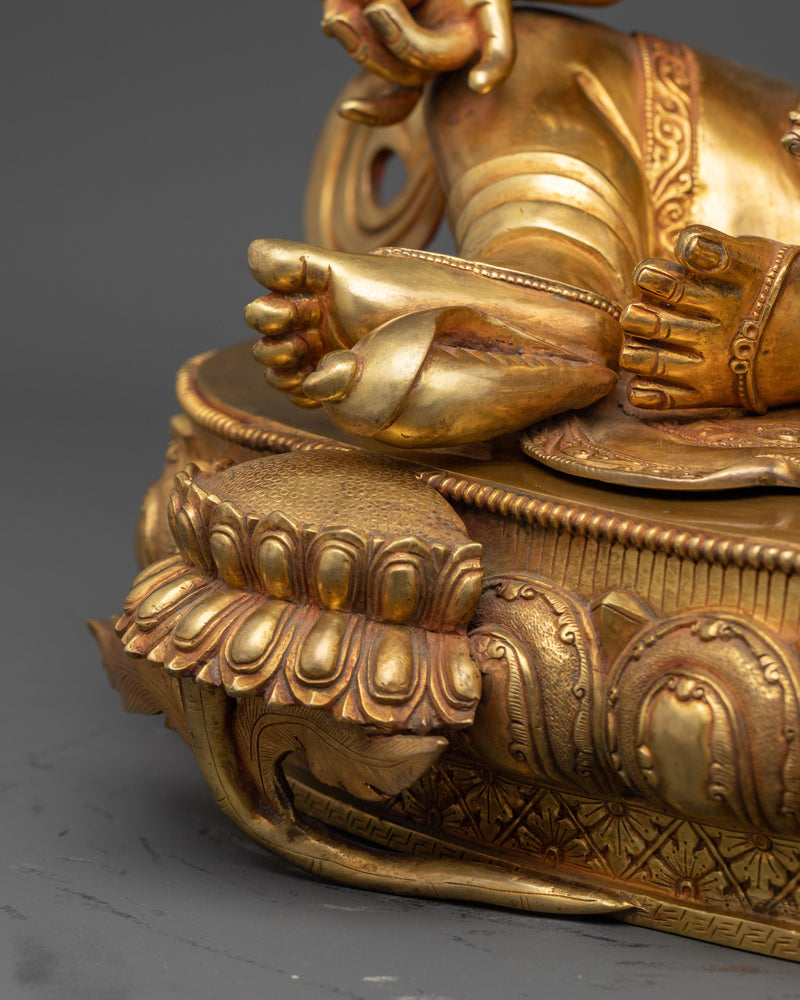 Dzambhala Deity Statue | 24K Gold Gilded Copper Masterpiece