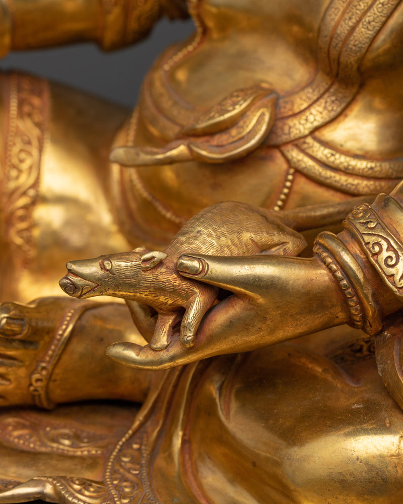 Dzambhala Deity Statue | 24K Gold Gilded Copper Masterpiece