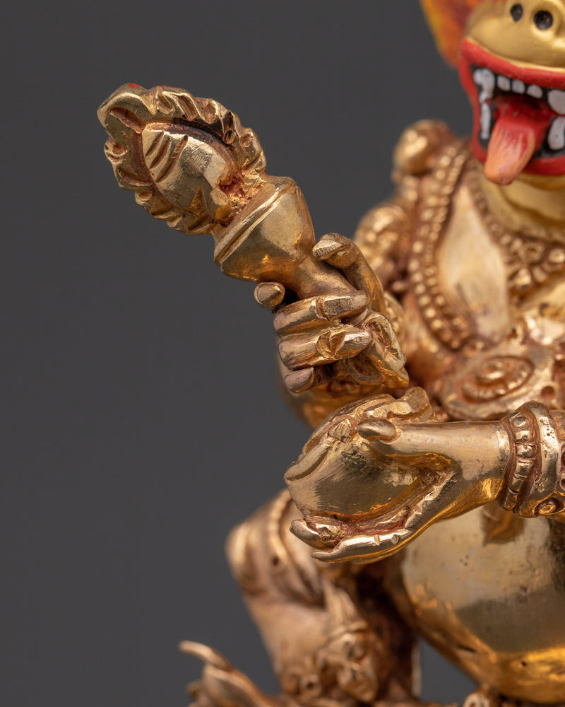 Asian-Made Yamantaka Destroyer of Death Statue | 24K Gold Gilded Copper Sculpture