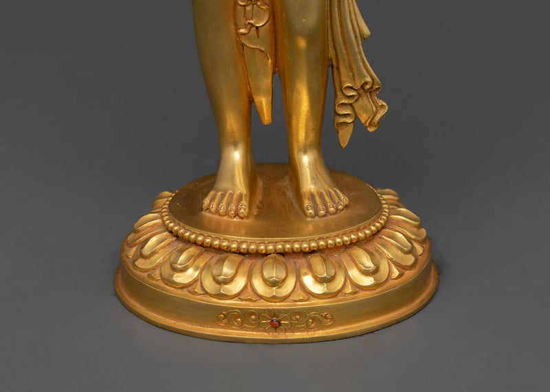 Beautiful Chenrezig Tibetan Buddha | Compassion Deity Statue | Gold-Gilded Spiritual Art