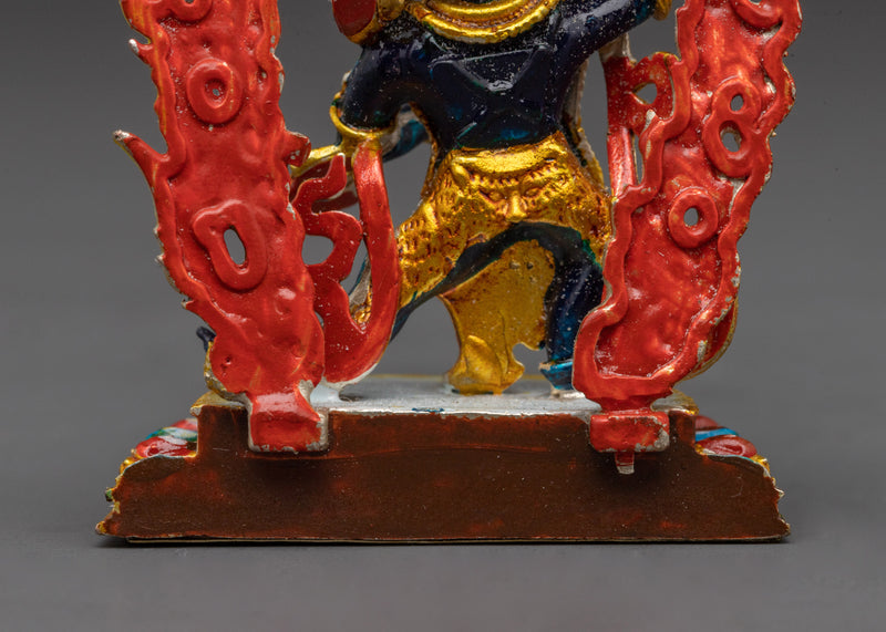 Wrathful Vajrapani for Decor | 2.8 Inches Gold Electroplated Copper Mini Statue