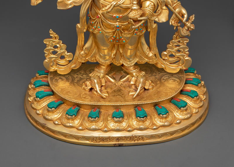 Fierce Protector White Mahakala Statue | 24K Gold Gilded Sculpture