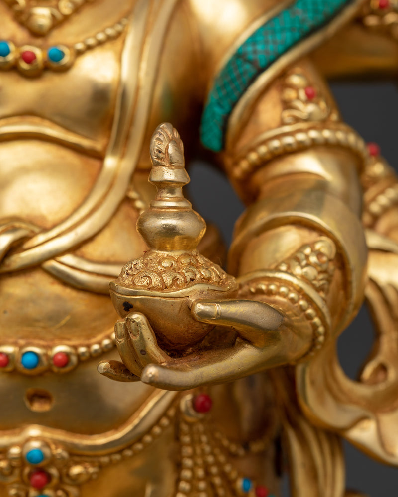 Fierce Protector White Mahakala Statue | 24K Gold Gilded Sculpture