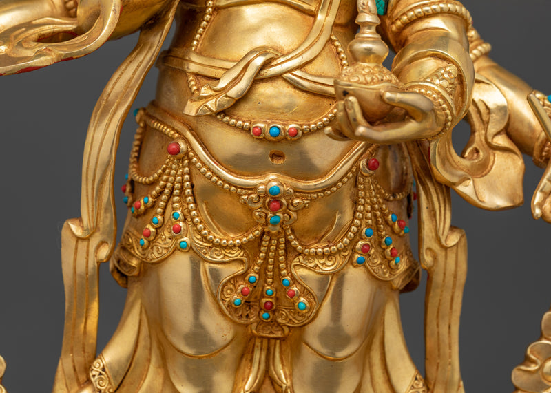 Fierce Protector White Mahakala Statue | 24K Gold Gilded Sculpture